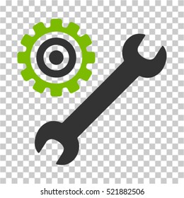 Service Tools icon. Vector pictograph style is a flat bicolor symbol, eco green and gray colors, chess transparent background. Designed for software and web interface toolbars and menus.
