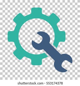 Service Tools icon. Vector pictograph style is a flat bicolor symbol, cobalt and cyan colors, chess transparent background. Designed for software and web interface toolbars and menus.