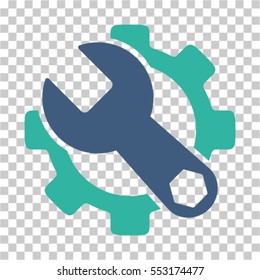 Service Tools icon. Vector pictograph style is a flat bicolor symbol, cobalt and cyan colors, chess transparent background. Designed for software and web interface toolbars and menus.