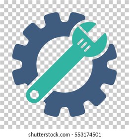 Service Tools icon. Vector pictograph style is a flat bicolor symbol, cobalt and cyan colors, chess transparent background. Designed for software and web interface toolbars and menus.