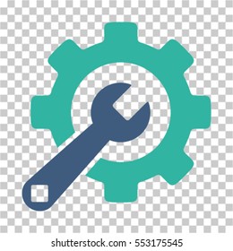Service Tools icon. Vector pictograph style is a flat bicolor symbol, cobalt and cyan colors, chess transparent background. Designed for software and web interface toolbars and menus.
