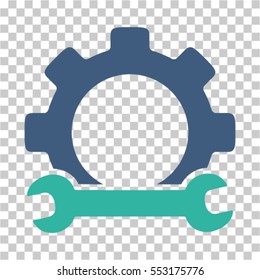 Service Tools icon. Vector pictograph style is a flat bicolor symbol, cobalt and cyan colors, chess transparent background. Designed for software and web interface toolbars and menus.