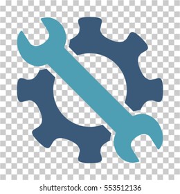 Service Tools icon. Vector pictograph style is a flat bicolor symbol, cyan and blue colors, chess transparent background. Designed for software and web interface toolbars and menus.