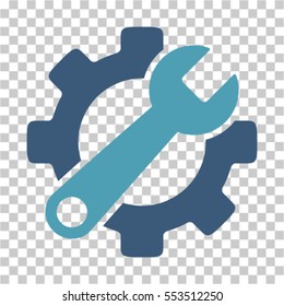 Service Tools icon. Vector pictograph style is a flat bicolor symbol, cyan and blue colors, chess transparent background. Designed for software and web interface toolbars and menus.