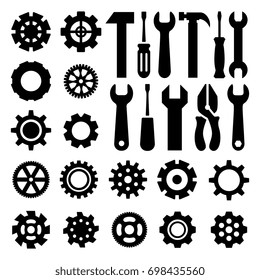 Service tools icons isolated on white background. Options vector illustration. Settings symbol