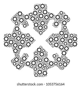 Service Tools mosaic of gearwheels. Vector tooth gear items are grouped into service tools mosaic.