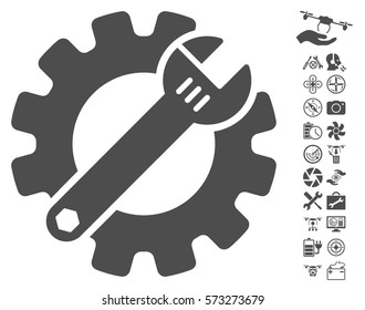 Service Tools pictograph with bonus airdrone tools images. Vector illustration style is flat iconic symbols on white background.