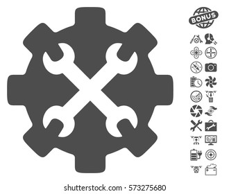 Service Tools pictograph with bonus copter service symbols. Vector illustration style is flat iconic symbols on white background.