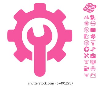 Service Tools pictograph with bonus drone service pictures. Vector illustration style is flat iconic symbols on white background.