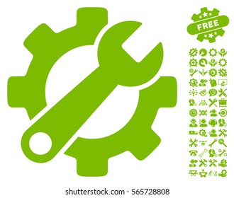 Service Tools pictograph with bonus tools graphic icons. Vector illustration style is flat iconic eco green symbols on white background.