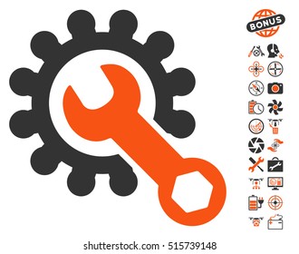 Service Tools pictograph with bonus quad copter tools pictograph collection. Vector illustration style is flat iconic symbols on white background.