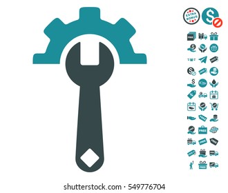 Service Tools pictograph with free bonus clip art. Vector illustration style is flat iconic symbols, soft blue colors, white background.