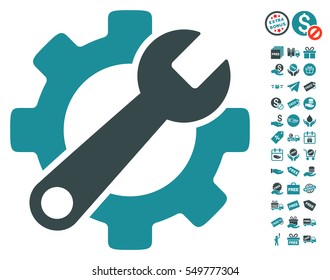 Service Tools pictograph with free bonus clip art. Vector illustration style is flat iconic symbols, soft blue colors, white background.
