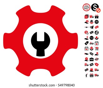 Service Tools pictograph with free bonus clip art. Vector illustration style is flat iconic symbols, intensive red and black colors, white background.