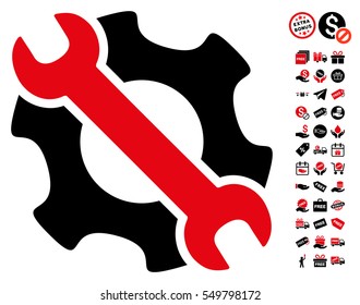 Service Tools pictograph with free bonus pictures. Vector illustration style is flat iconic symbols, intensive red and black colors, white background.