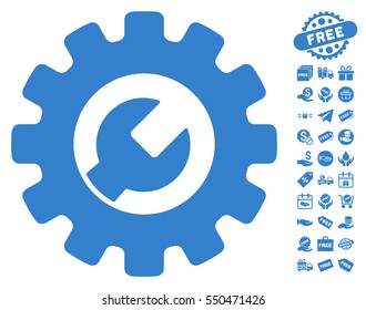 Service Tools pictograph with free bonus clip art. Vector illustration style is flat iconic symbols, cobalt color, white background.