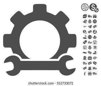 Service Tools pictograph with free bonus design elements. Vector illustration style is flat iconic symbols, gray color, white background.