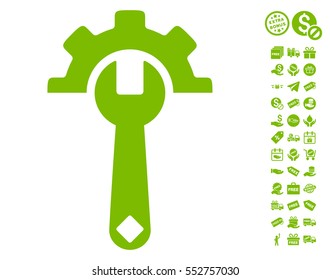 Service Tools pictograph with free bonus pictures. Vector illustration style is flat iconic symbols, eco green color, white background.
