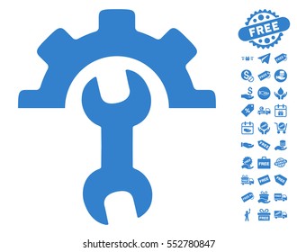 Service Tools pictograph with free bonus graphic icons. Vector illustration style is flat iconic symbols, cobalt color, white background.