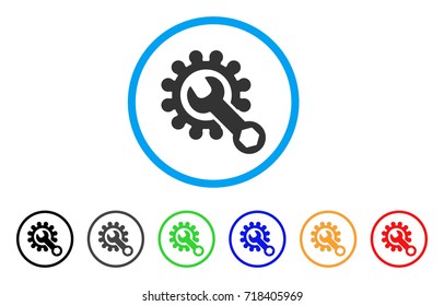 Service Tools rounded icon. Style is a flat service tools gray symbol inside light blue circle with black, gray, green, blue, red, orange variants. Vector designed for web and software interfaces.