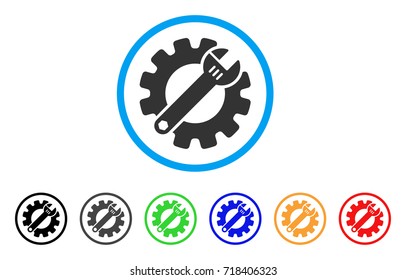Service Tools rounded icon. Style is a flat service tools grey symbol inside light blue circle with black, gray, green, blue, red, orange versions. Vector designed for web and software interfaces.