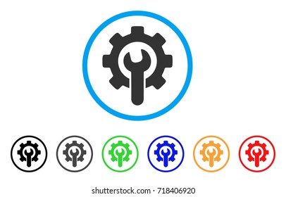 Service Tools rounded icon. Style is a flat service tools gray symbol inside light blue circle with black, gray, green, blue, red, orange versions. Vector designed for web and software interfaces.