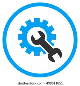 Service Tools vector bicolor icon. Image style is a flat icon symbol inside a circle, blue and gray colors, white background.