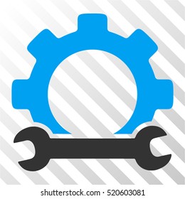 Service Tools vector icon. Illustration style is flat iconic bicolor blue and gray symbol on a hatched transparent background.