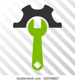 Service Tools vector icon. Illustration style is flat iconic bicolor eco green and gray symbol on a hatched transparent background.