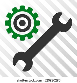 Service Tools vector icon. Illustration style is flat iconic bicolor green and gray symbol on a hatch transparent background.
