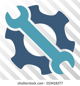 Service Tools vector icon. Illustration style is flat iconic bicolor cyan and blue symbol on a hatch transparent background.