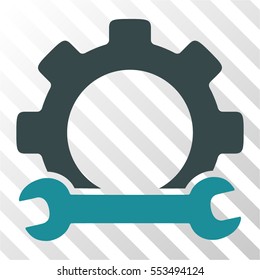 Service Tools vector icon. Illustration style is flat iconic bicolor soft blue symbol on a hatched transparent background.