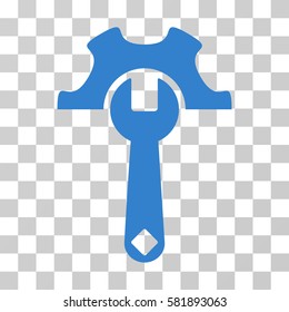 Service Tools vector icon. Illustration style is a flat iconic cobalt symbol on a transparent background.