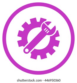 Service Tools vector icon. Image style is a flat icon symbol inside a circle, violet color, white background.