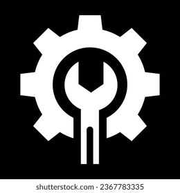 Service Tools vector icon. Style is flat symbol, white color, black background.