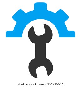Service Tools vector icon. Style is bicolor flat symbol, blue and gray colors, rounded angles, white background.