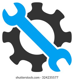 Service Tools vector icon. Style is bicolor flat symbol, blue and gray colors, rounded angles, white background.