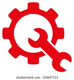 Service Tools vector icon. Style is flat symbol, red color, rounded angles, white background.