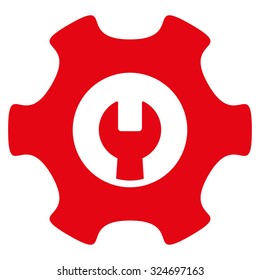Service Tools vector icon. Style is flat symbol, red color, rounded angles, white background.