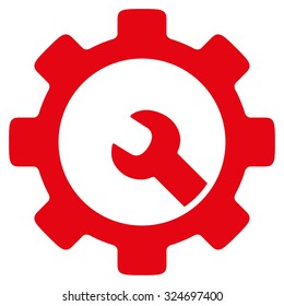 Service Tools vector icon. Style is flat symbol, red color, rounded angles, white background.