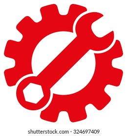 Service Tools vector icon. Style is flat symbol, red color, rounded angles, white background.