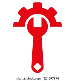 Service Tools vector icon. Style is flat symbol, red color, rounded angles, white background.