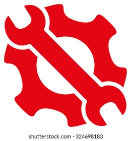 Service Tools vector icon. Style is flat symbol, red color, rounded angles, white background.