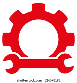 Service Tools vector icon. Style is flat symbol, red color, rounded angles, white background.