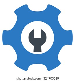 Service Tools vector icon. Style is bicolor flat symbol, smooth blue colors, rounded angles, white background.