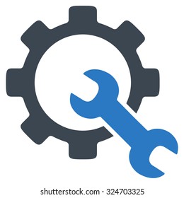Service Tools vector icon. Style is bicolor flat symbol, smooth blue colors, rounded angles, white background.