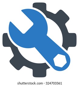 Service Tools vector icon. Style is bicolor flat symbol, smooth blue colors, rounded angles, white background.