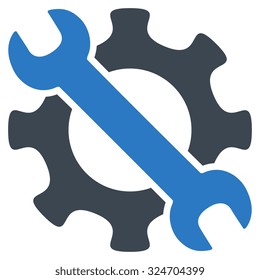 Service Tools vector icon. Style is bicolor flat symbol, smooth blue colors, rounded angles, white background.