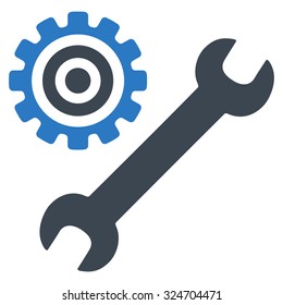 Service Tools vector icon. Style is bicolor flat symbol, smooth blue colors, rounded angles, white background.