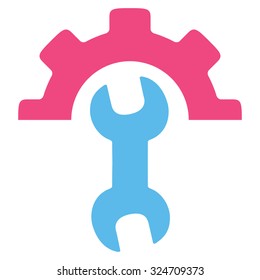 Service Tools vector icon. Style is bicolor flat symbol, pink and blue colors, rounded angles, white background.